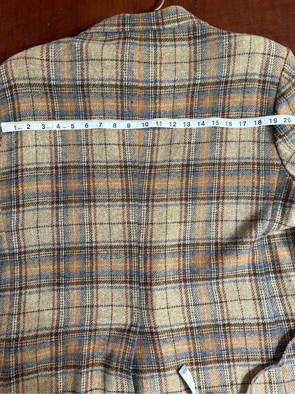 Vintage Wool Tweed Blazer 46R Brown Blue Tan Windowpane Plaid Mens Sport Coat 33
